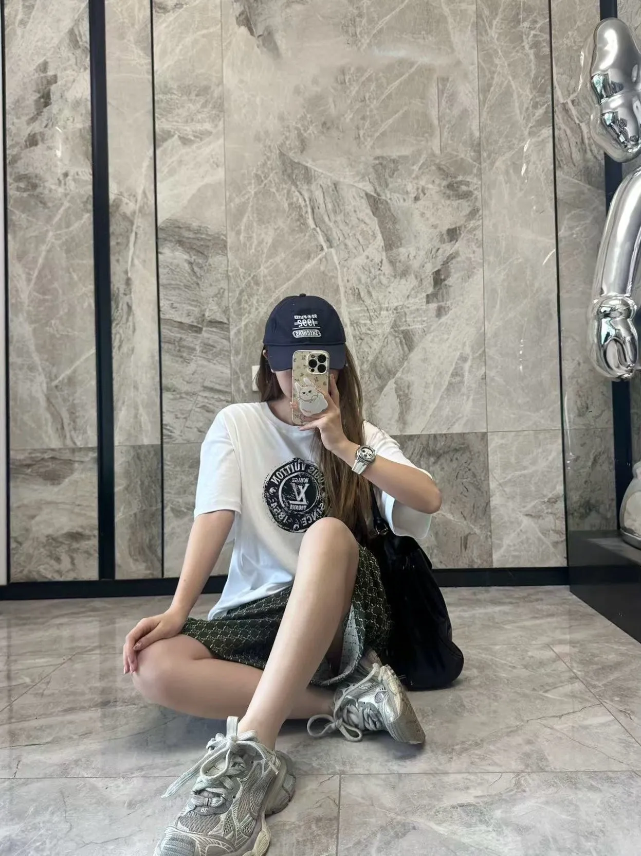 Louis Vuitton/Louis Vuitton 25ss seal logo printed short sleeves